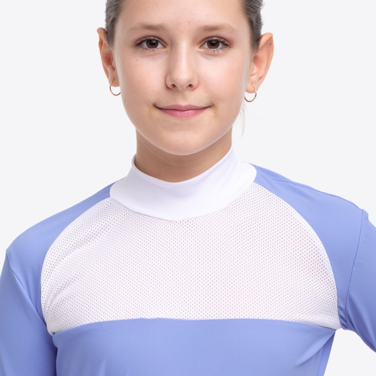 Camiseta hípica de concurso BABY BLUE MESH KIDS - Manga corta, Ropa hípica técnica