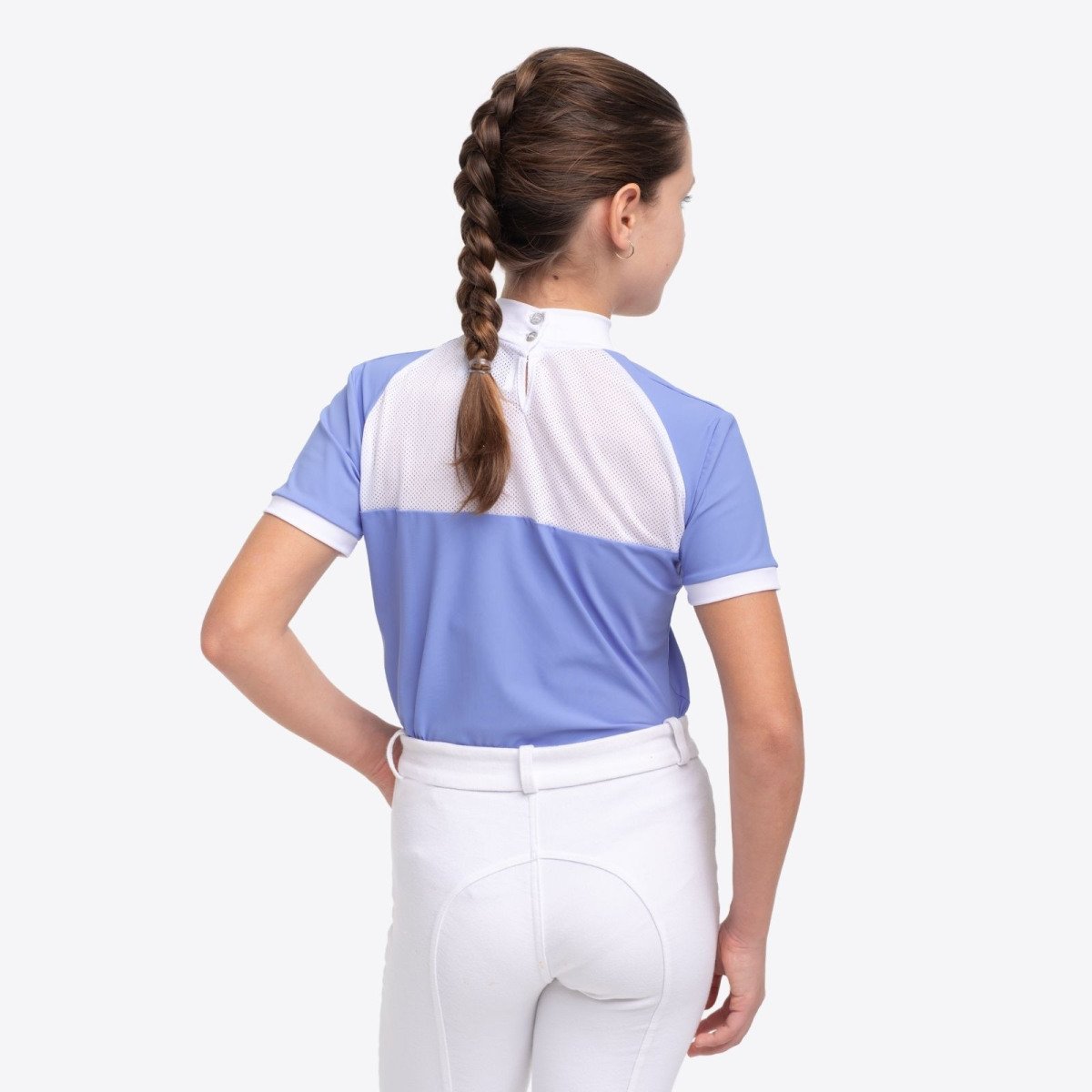 Camiseta hípica de concurso BABY BLUE MESH KIDS - Manga corta, Ropa hípica técnica