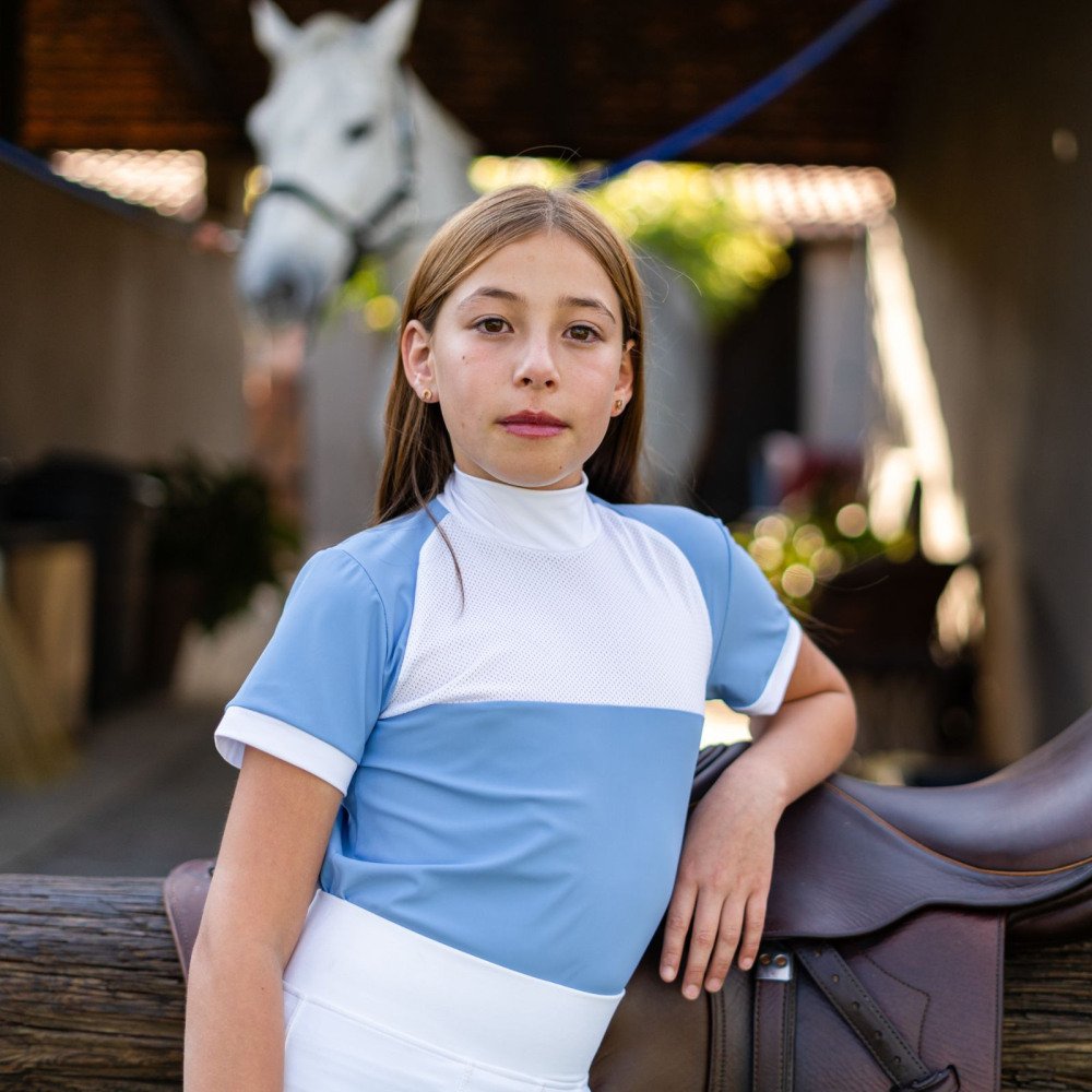 Lovas versenying BABY BLUE MESH KIDS - rövid ujjú, Technikai versenyruházat