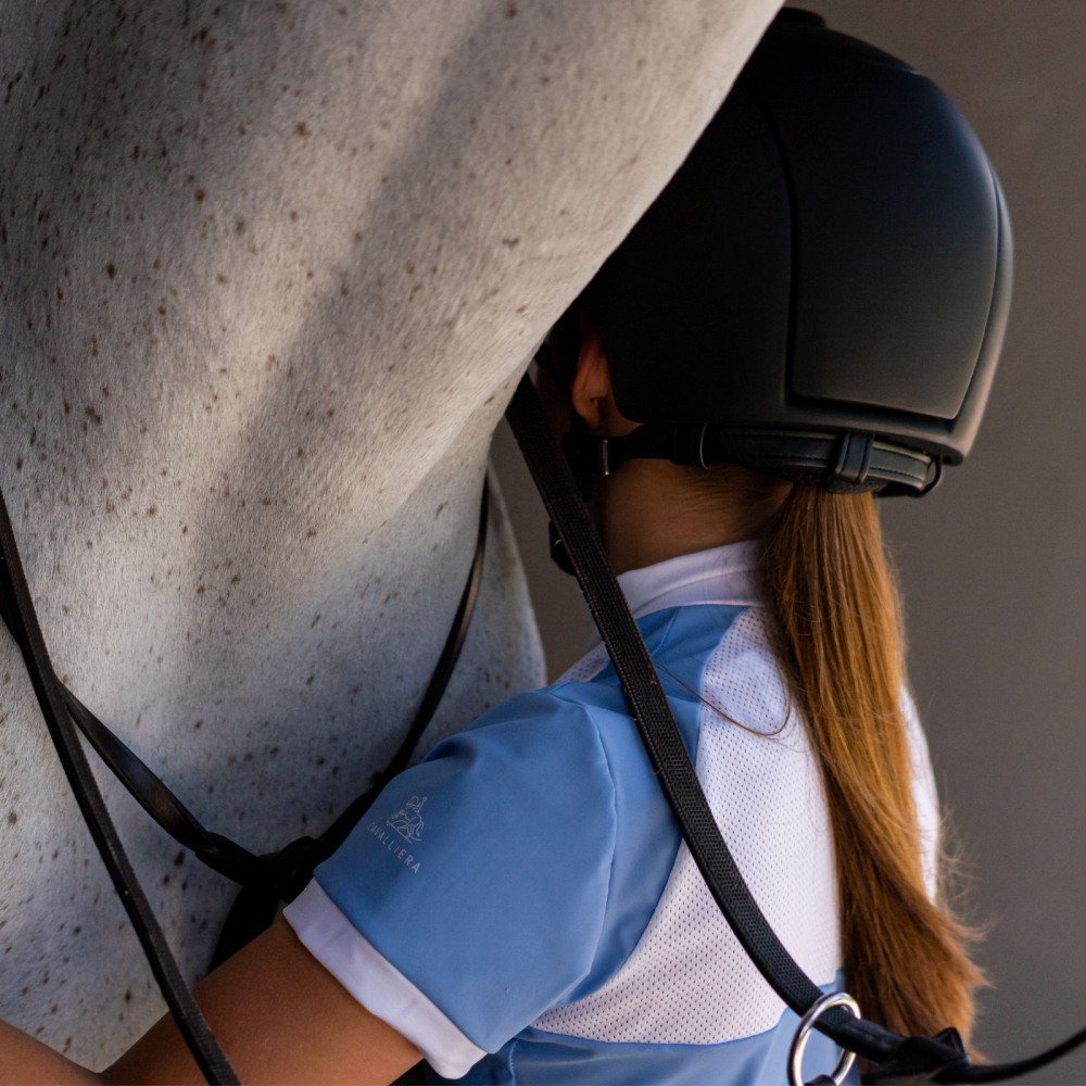 Cavalliera Riding Show Shirt BABY BLUE MESH KIDS for Equestrian Girls