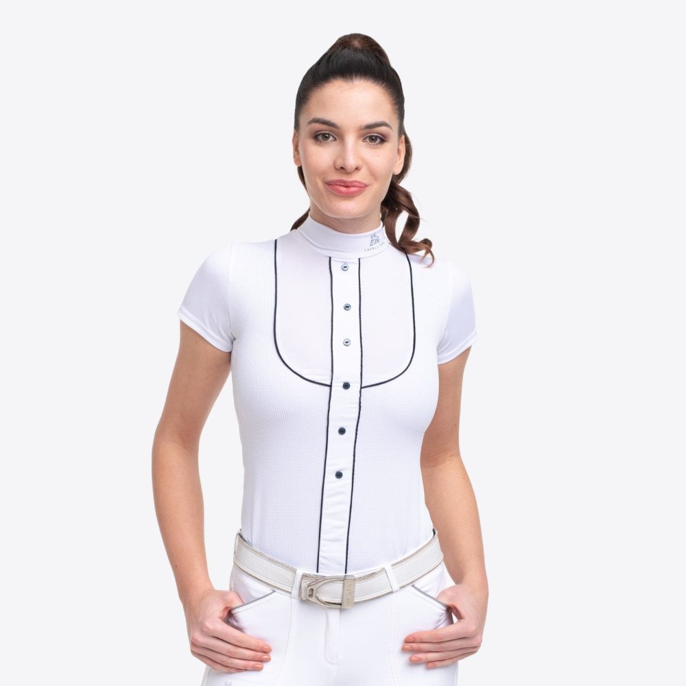 Camiseta hípica de concurso GENTLE RIVER - Manga corta, Ropa hípica técnica