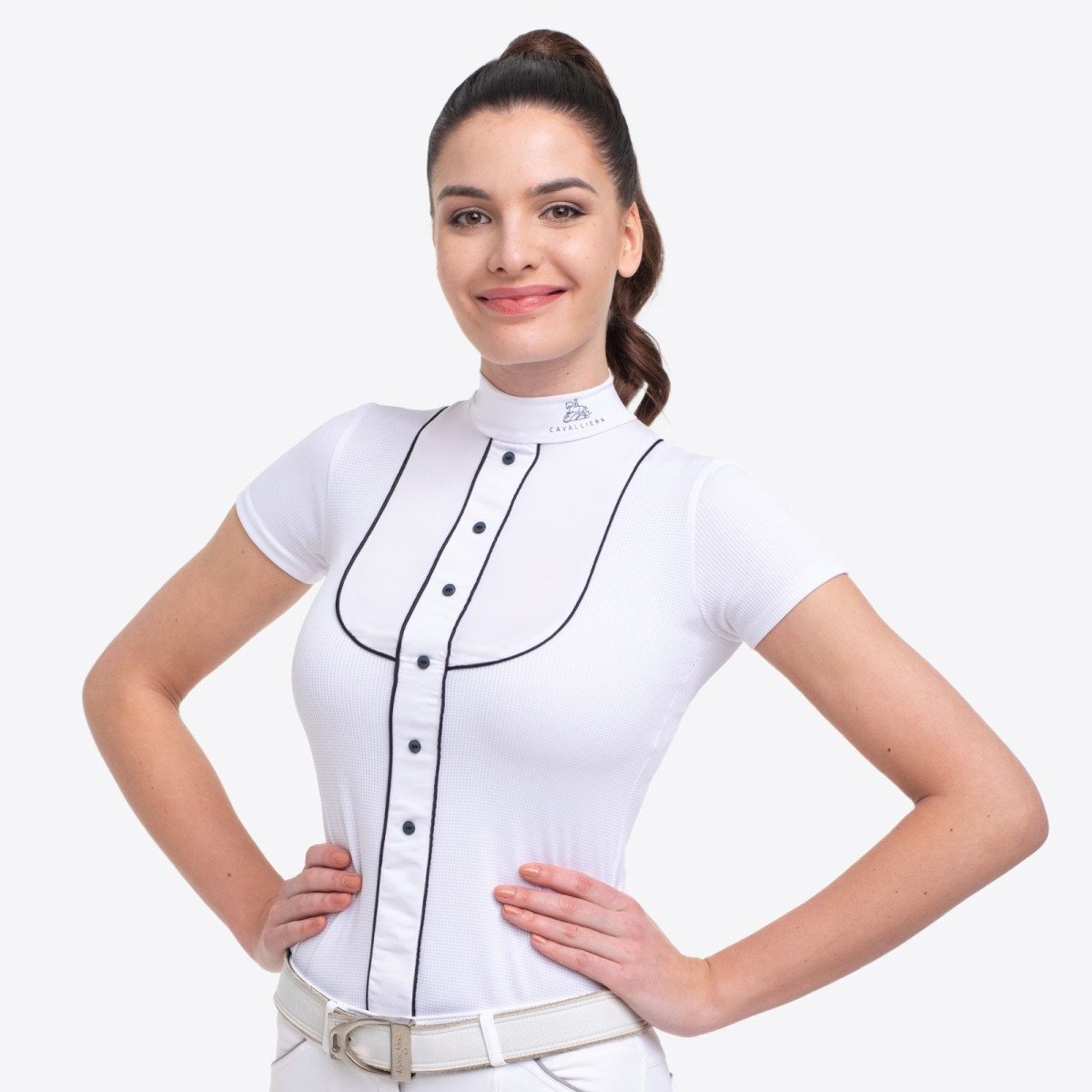 Camiseta hípica de concurso GENTLE RIVER - Manga corta, Ropa hípica técnica