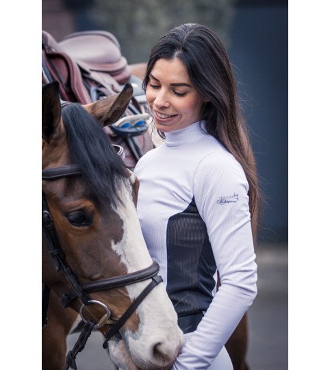 Women's Riding Show Shirt ELEGANT STRIPE - Long Sleeve, Technical Equestrian Show Apparel