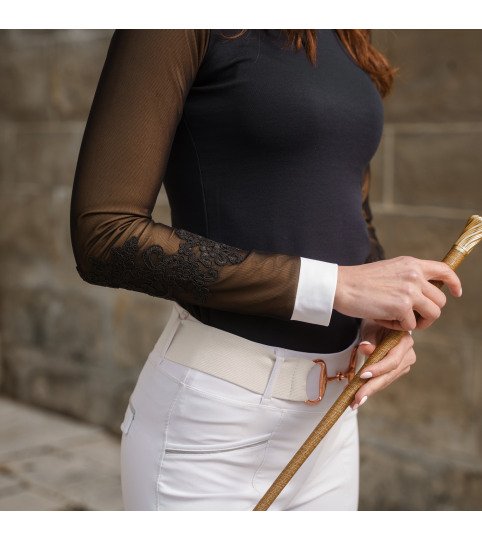 Women's Riding Show Shirt SIGNATURE SLEEVES 'W'- Long Sleeve, Technical Equestrian Show Apparel