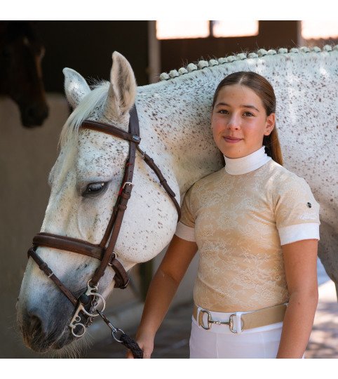 Children's Riding Show Shirt PURE LACE KIDS - Short Sleeve, Technical Equestrian Show Apparel