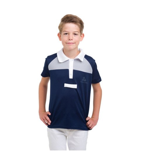 Polo de concours équestre pour homme MOSAIC KIDS- manches courtes, Vêtement technique de concours équestre