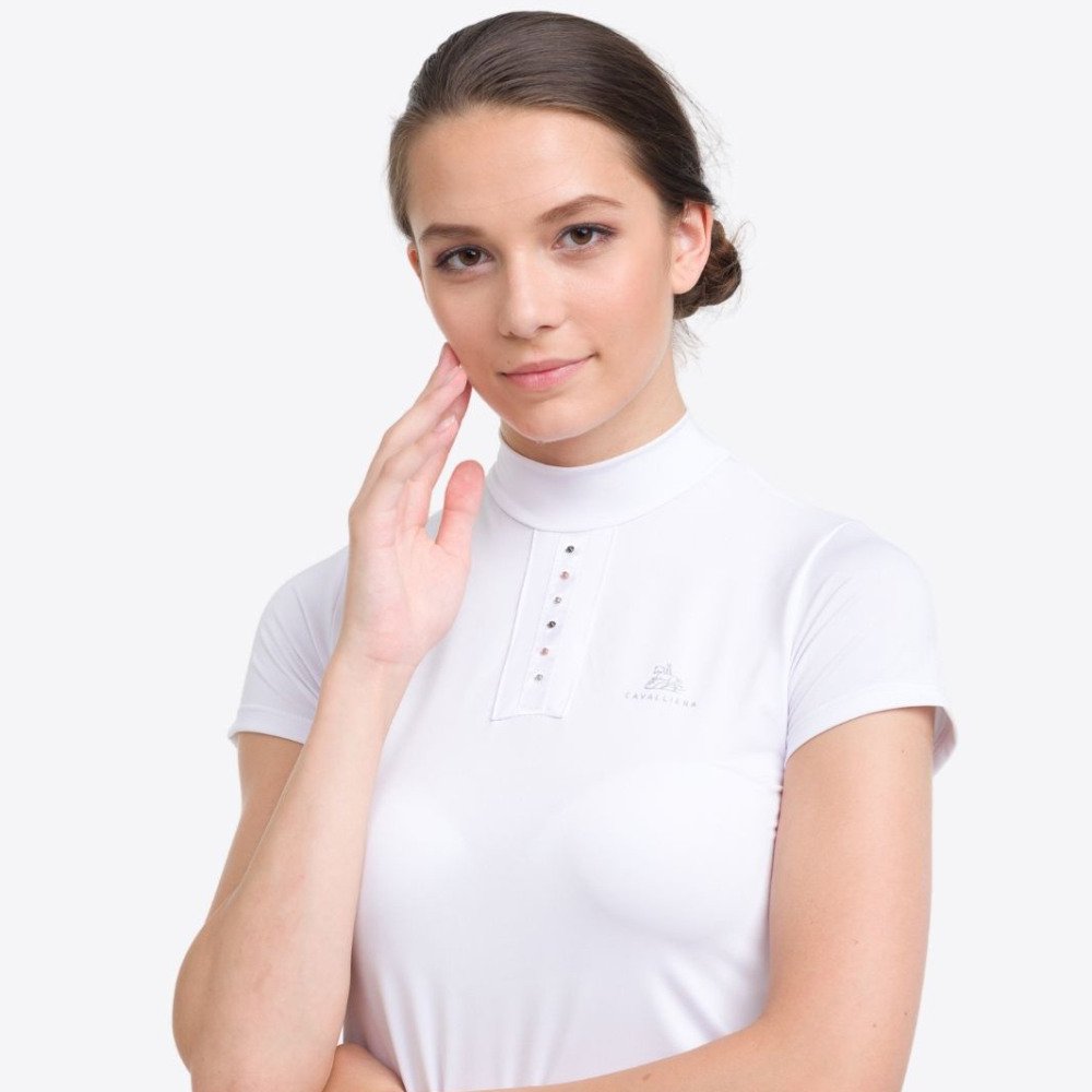 Turniershirt CUSTOM CRYSTALLIZED  -Kurzarm, Technische Reitsportbekleidung