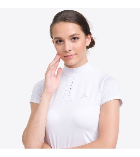 Turniershirt CUSTOM CRYSTALLIZED  -Kurzarm, Technische Reitsportbekleidung