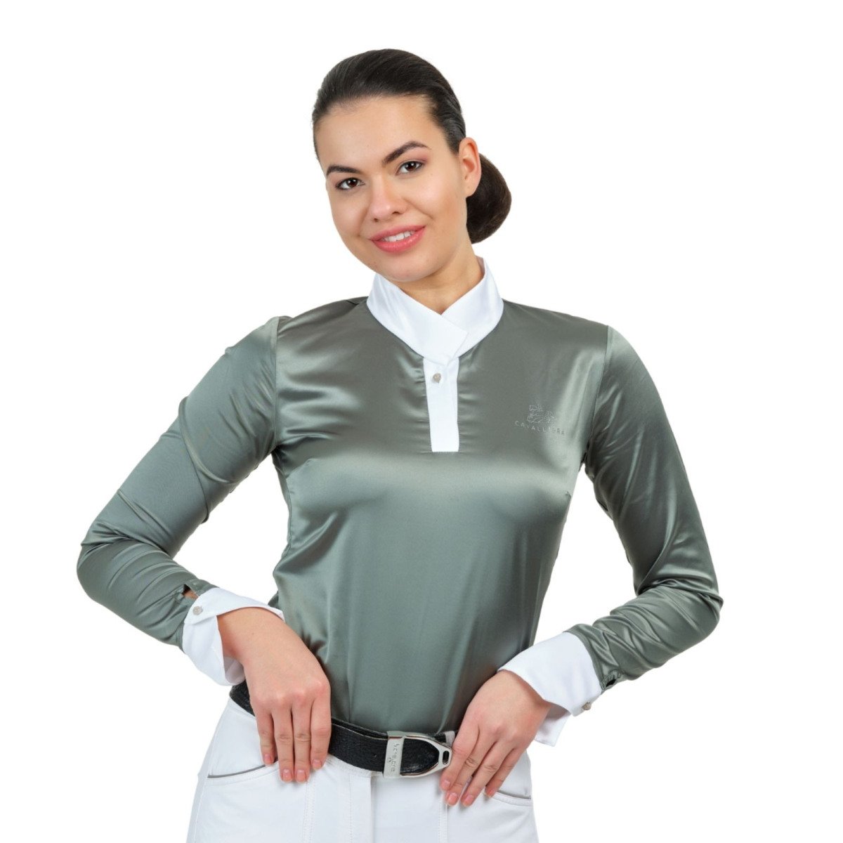 Reiter Turniershirt DUSTY GREEN - Langarm - Cavalliera