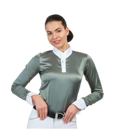 Riding Show Shirt DUSTY GREEN - Long Sleeve, Equestrian Apparel