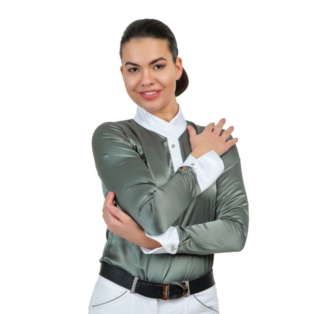 Reiter Turniershirt DUSTY GREEN - Langarm - Cavalliera