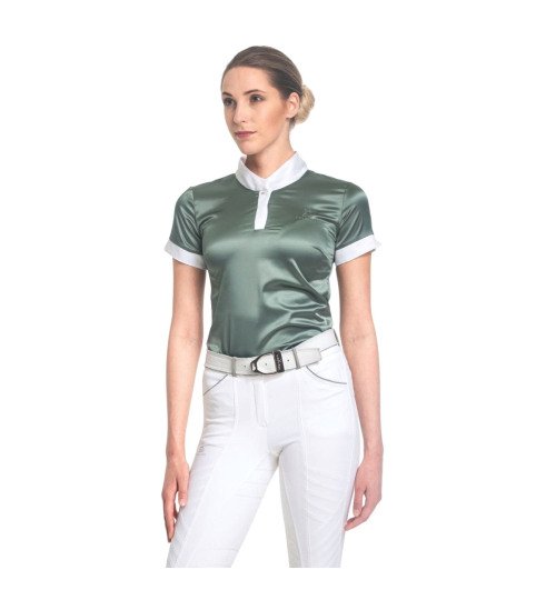 Reiter Turniershirt DUSTY GREEN - Kurzarm, Reitsportbekleidung
