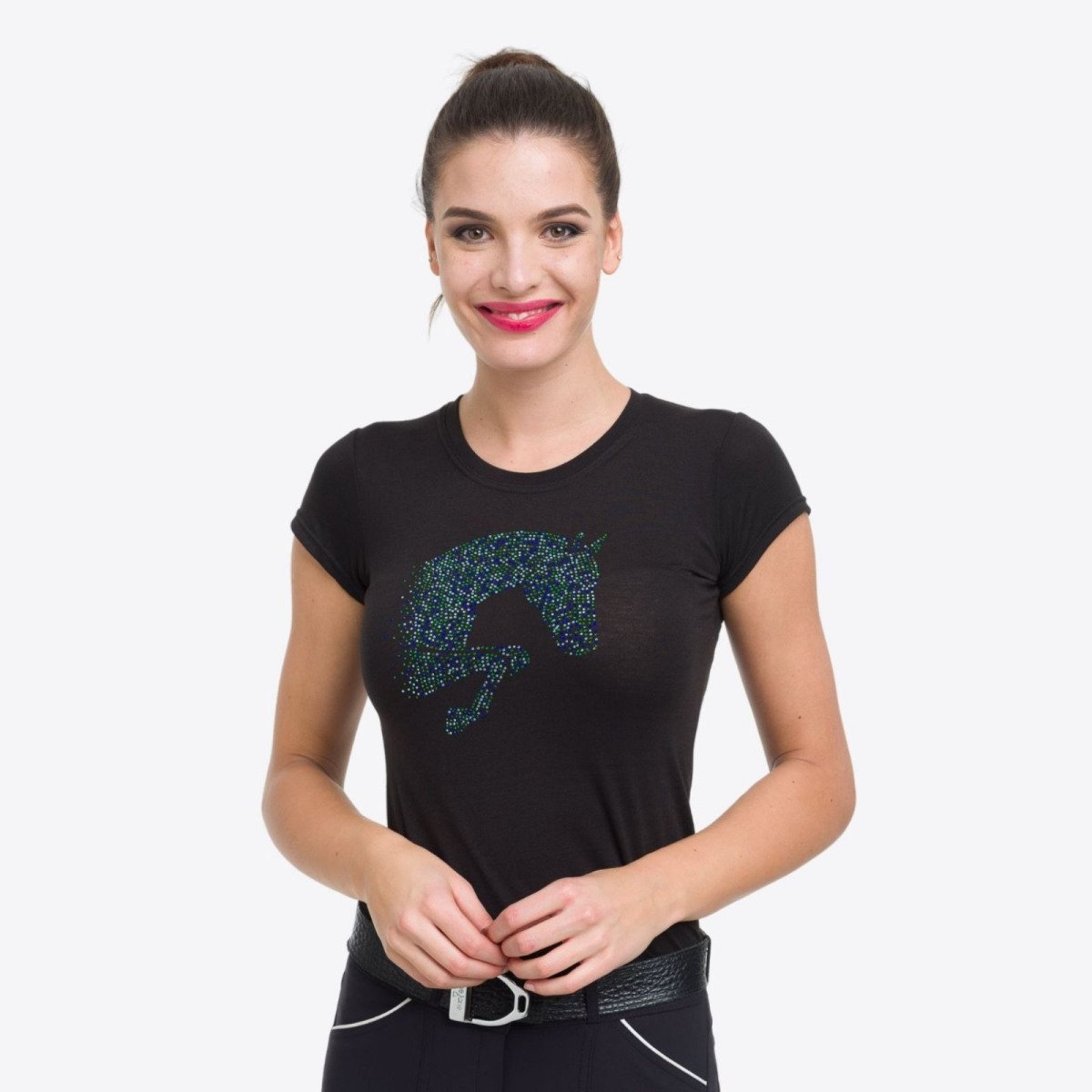 Cavalliera Riding T-Shirt MULTICOLOR with Crystal Decoration, short