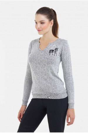 Πουλόβερ Ιππασίας Jersey από Βισκόζη σε χαλαρή γραμμή - GRAND, Ιππική Ενδυμασία