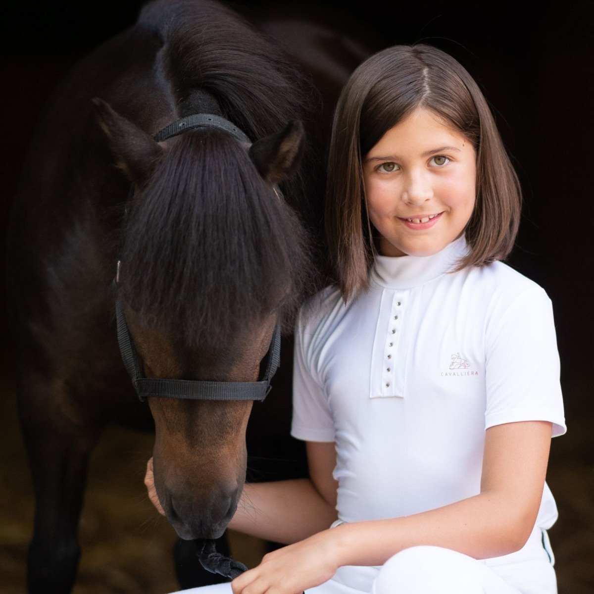 Cavalliera-Polo de concours enfant I LOVE CRYSTAL -manches c