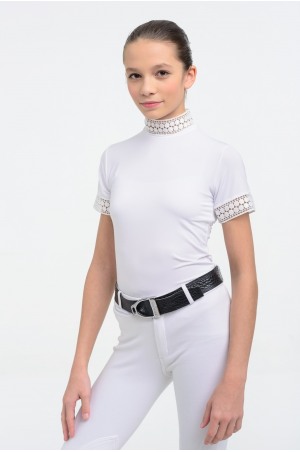 Блуза для выступлений BELLA LACE - короткий рукав, из технической ткани