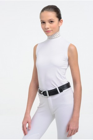Блуза для выступлений BELLA LACE - без рукавов, из технической ткани
