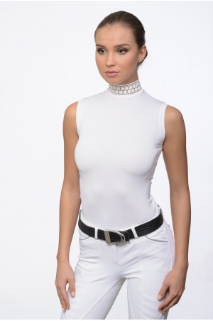 119-105133 Блуза для выступлений BELLA LACE - без рукавов, из технической ткани