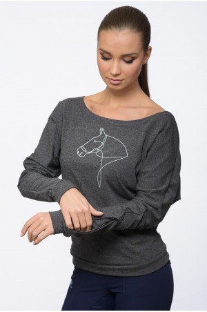 Riding Shirt LYNA - Long Sleeve, Riding Top Boat Neck, Loose Fit Equestrian Apparel