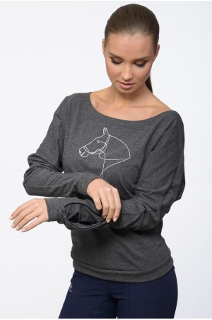 Riding Shirt LYNA - Long Sleeve, Riding Top Boat Neck, Loose Fit Equestrian Apparel