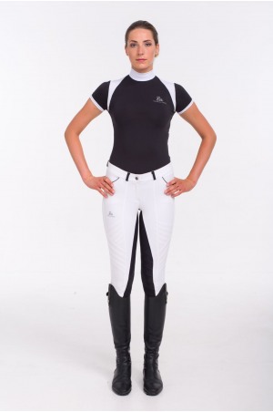 Блуза для выступлений BLACK JACK - короткий рукав, спецодежда для конного спорта из хлопчатобумажной ткани