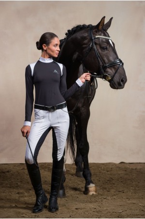 Блуза для выступлений BLACK JACK - длинный рукав, спецодежда для конного спорта из хлопчатобумажной ткани