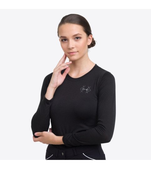 Baumwolle Reiten T-Shirt BIT - Langarm, Reitbekleidung