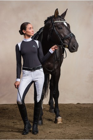 Блуза для выступлений BLACK JACK - короткий рукав, спецодежда для конного спорта из хлопчатобумажной ткани