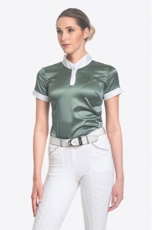 Блуза для выступлений DUSTY GREEN - короткий рукав, из технической ткани