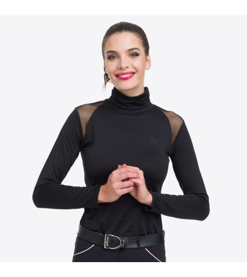 Camiseta hípica cuello tortuga FELICITY - Manga larga, Ropa hípica técnica de concurso