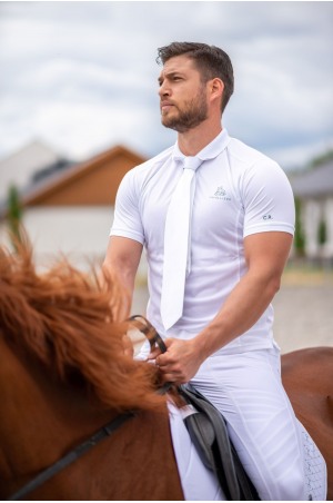 High Performance Riding Technical Pique Polo Show Shirt CAPITAL MAN MONOGRAM, Short Sleeve, Technical Equestrian Show Apparel