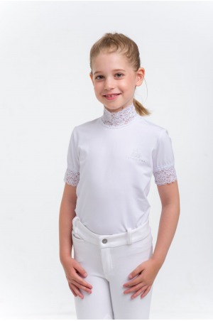 500-302131 Рубашка для выступлений LACY KIDS - короткий рукав, спецодежда для конного спорта из технической ткани