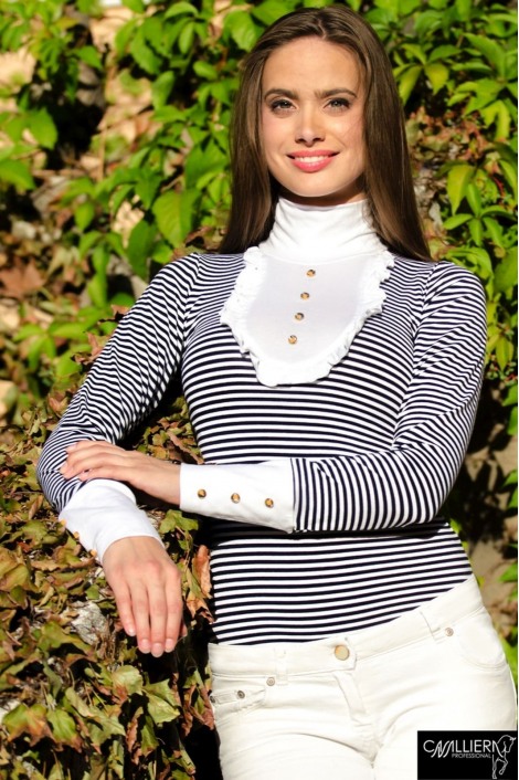 SAILOR STYLE Long Sleeve Racing Shirt with Ruffle Decorated