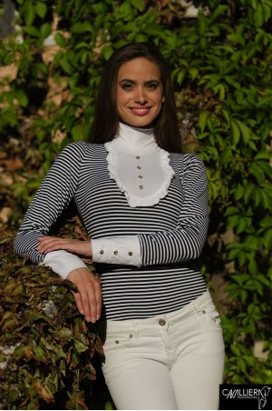 SAILOR STYLE Long Sleeve Racing Shirt with Ruffle Decorated