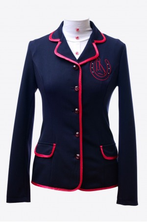 142-320401 EQUINE CULTURE Competition Jacket with Pink Horseshoe Embroi
