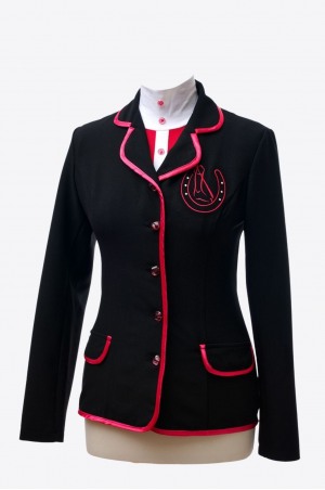 142-320401 EQUINE CULTURE Competition Jacket with Pink Horseshoe Embroi