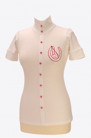 142-320402 EQUINE CULTURE Short Sleeve Competition Shirt with Horseshoe Embroidery