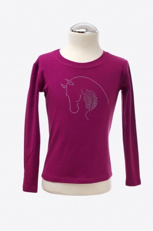 EMOTIONS Long Sleeve Top with Mare and Foal Heads Crystal De