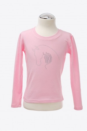 EMOTIONS Long Sleeve Top with Mare and Foal Heads Crystal De