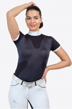 Блуза для выступлений HIGH STYLE - короткий рукав, спецодежда для конного спорта из технической ткани
