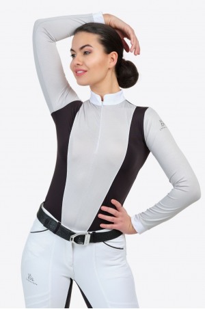 Блуза для выступлений FLAIR - длинный рукав, спецодежда для конного спорта из технической ткани