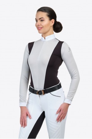 Блуза для выступлений FLAIR - длинный рукав, спецодежда для конного спорта из технической ткани
