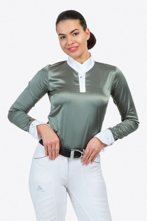 Блуза для выступлений DUSTY GREEN - длинный рукав, из технической ткани