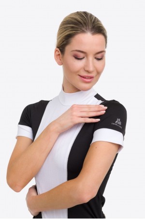 Рубашка для выступлений  QUEEN - короткий рукав, спецодежда для конного спорта из технической ткани