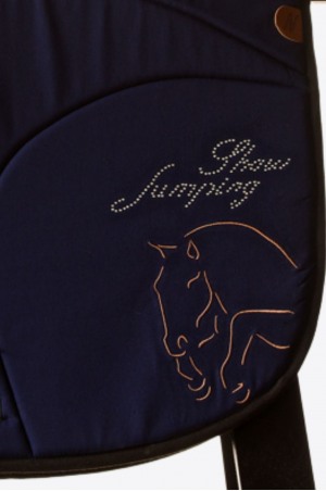 SHOW JUMPING Saddle Pad with Jumping Horse Embroidery and Cr