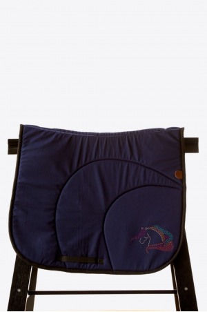 142-220601 BELLE Saddle Pad with Crystal Horse Head and Full Crystal Co