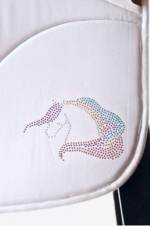 142-220601 BELLE Saddle Pad with Crystal Horse Head and Full Crystal Co