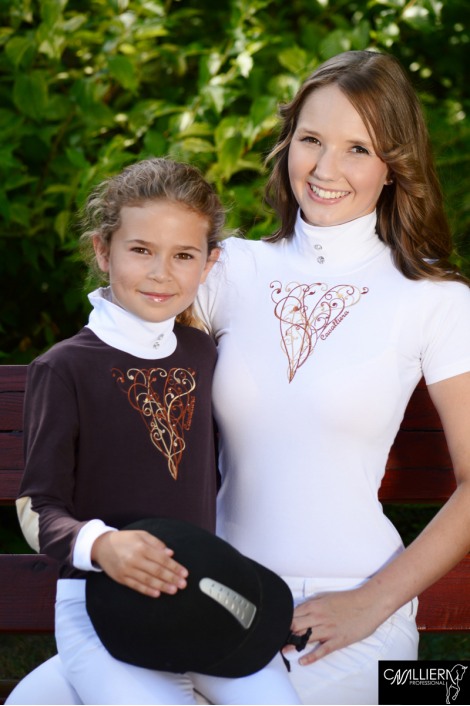 HERITAGE Long Sleeve Racing Shirt with Gold-Brown Embroidery on the Decolletage