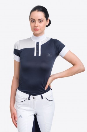 Рубашка для выступлений HIGH TECH OVAL - короткий рукав, спецодежда для конного спорта из технической ткани