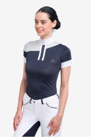 Рубашка для выступлений HIGH TECH OVAL - короткий рукав, спецодежда для конного спорта из технической ткани